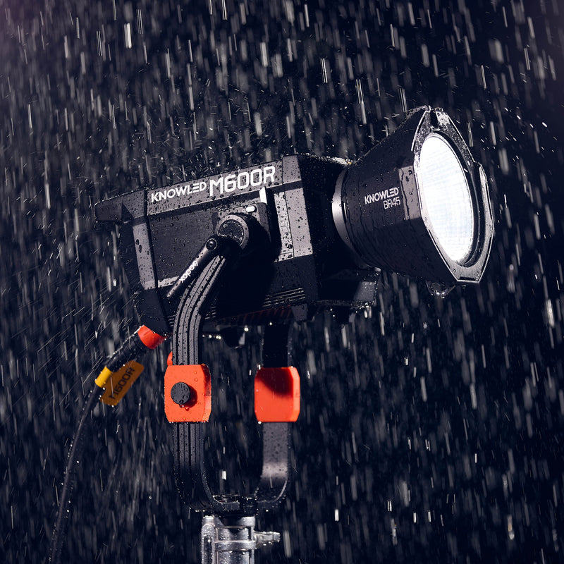 GODOX KNOWLED M600R RGBWW COB LED STUDIO LIGHT BEING USED IN THE RAIN
