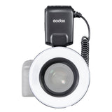 Godox ML-150II Ring Flash with a white diffuser on a white background