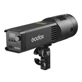 Godox  RS100Bi Compact B-Colour LED Battery-Powered studio light on a white background (Back View)