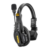 A Godox SkyTalk Air Remote Headset  woith the mic pointing upwards on a White Background