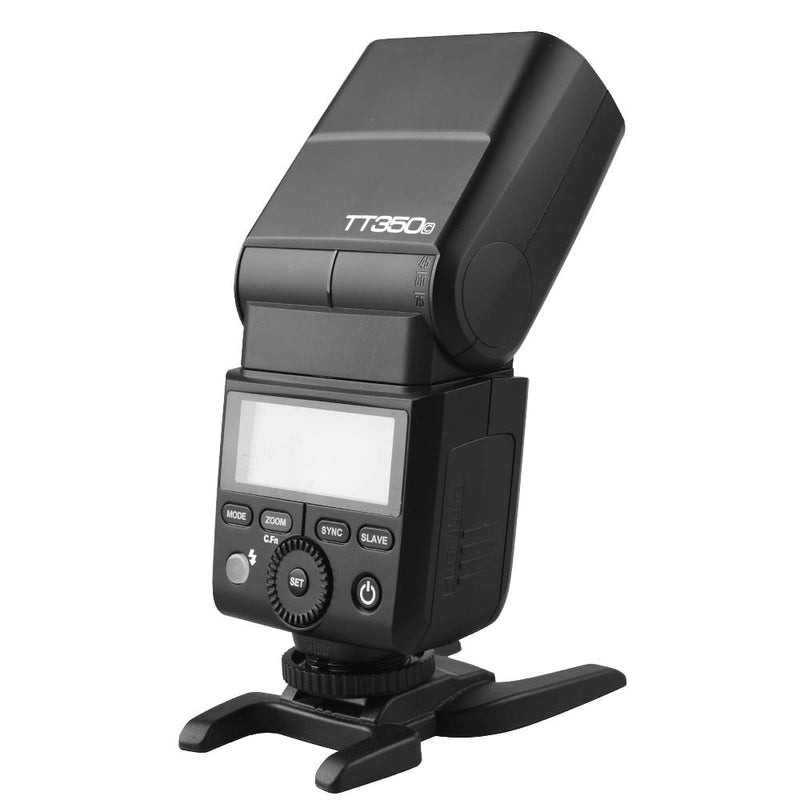 The Godox TT350 Compact Speedlite  Three-Quarter Back View