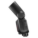 Godox TT685II AA Battery-Powered TTL Speedlite Flash for Fuji (Left Side View with Flash Head Pointed Upwards)