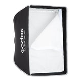 Godox UL-BOX-3045 30x45cm Rectangular Softbox with front diffuser half taken off to show inner diffuser