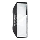 Godox UL-BOX-3090 30x90cm Strip Softbox with front diffuser half taken off to show inner diffuser