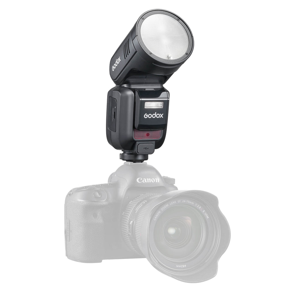 Godox V100C Wireless Camera Flash + AK-R1 Kit - 100Ws Round Head Speedlite For Canon