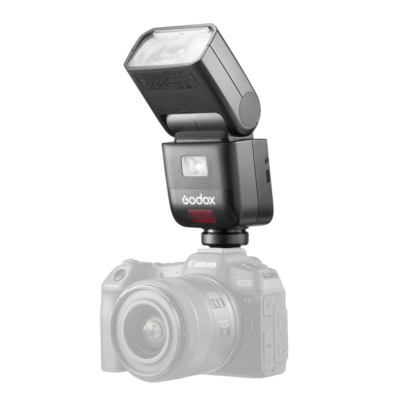 Godox V480 Compact TTL Speedlite Mounted to a camera 