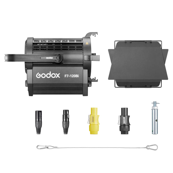 Godox F7-120Bi Bi-Colour LED Fresnel Light Box Content