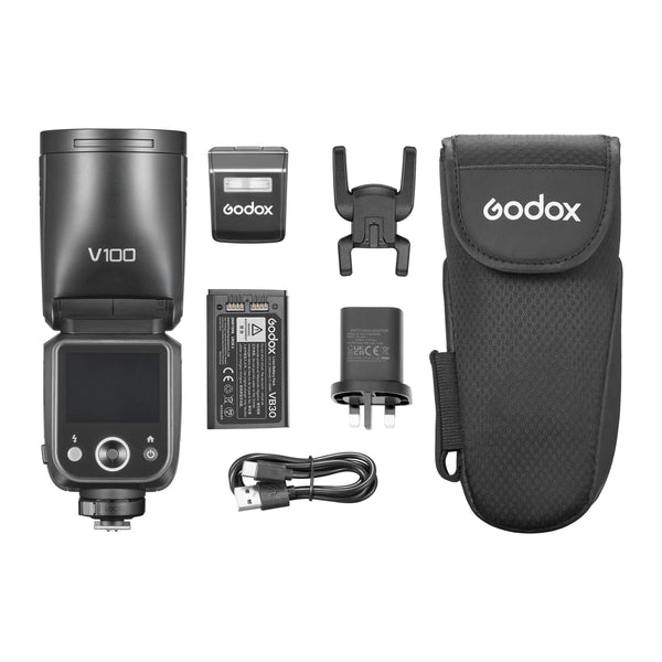 Godox V100 100Ws Round-Head Speedlite - Box Content