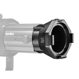 26° Cinematic Lens for Godox VSA Spotlight Mounted to a VSA-Series Projection Attachment body