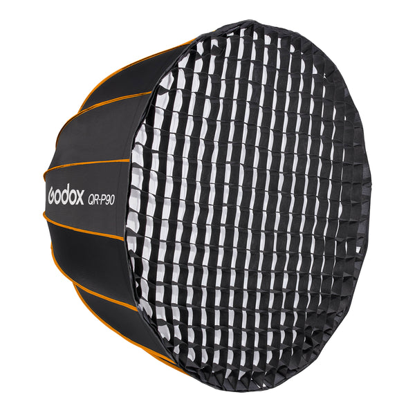 QR-P90 Quick Release Deep Parabolic Softbox with Honeycomb Grid (Bowens S-Type Fitting)