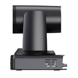 Hollyland  ASTRA P1 professional conference camera with a cylindrical rotating head and a rectangular signal processor base, shown from a side angle on a solid white background.