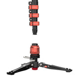 iFootage Cobra 3 Carbon Fibre Monopod with Pedal-Release Mini Tripod Base (C180F-P) Zoomed In Look at connection method between monopod and base