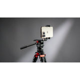 Smartphone mounted on an iFootage Gazelle TA3B tripod with a grey background