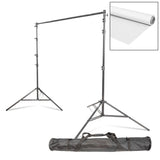 2.7x6m Matte White Vinyl Backdrop Kit with Stand & Clamps