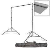 2.7x6m Matte Grey Vinyl Backdrop Kit with Stand & Clamps