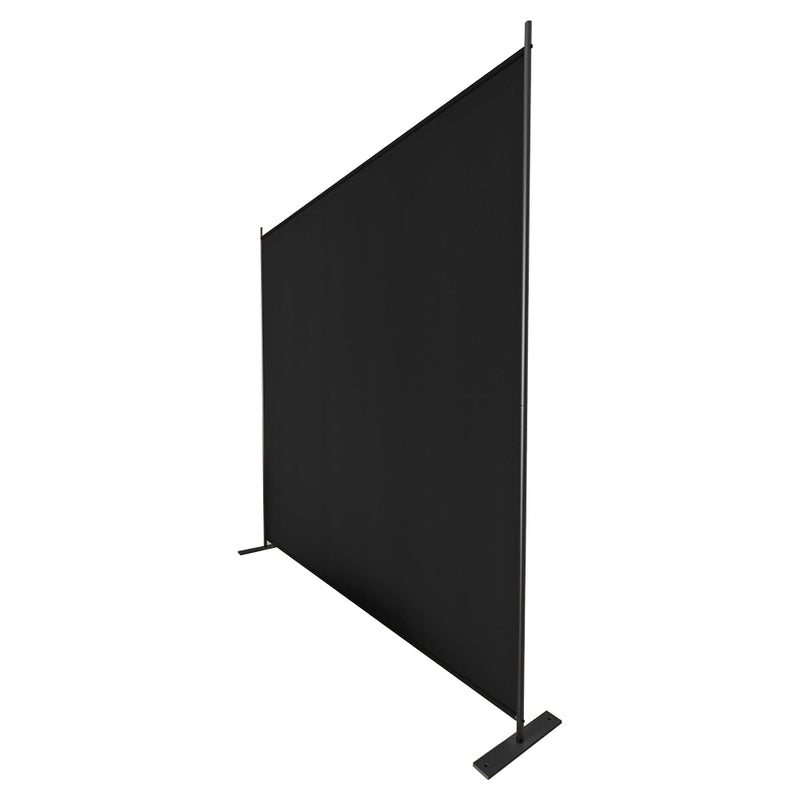 Large Black Single Panel Folding Portable Photography Backdrop with Stands Angled facing to the left