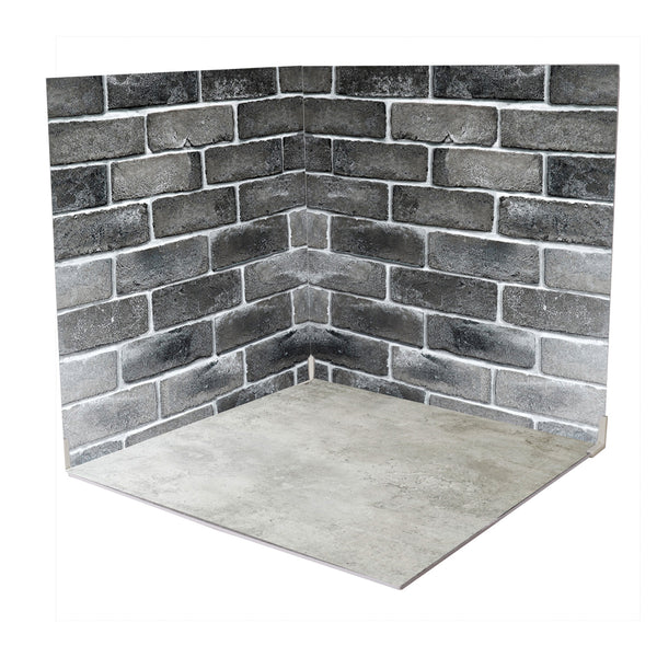 60x60cm Brick Wall / Grey Concrete Effect PVC Boards Twin Kit