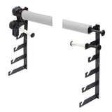 A Pair of Six Expansion Drive Wall brackets with paper backdrop mounted to the top (Not Included)