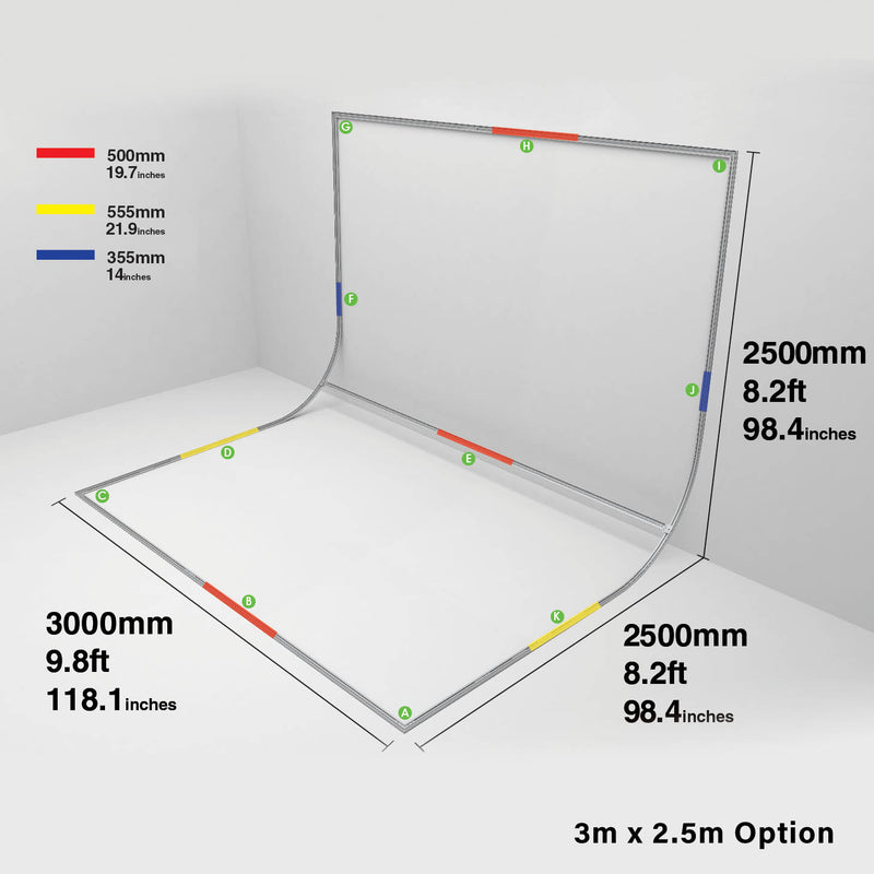 EasiFrame Curved Self-Supporting Portable Studio Infinity-Cove Cyclorama Background Kit V2 for Video and Photography - Black