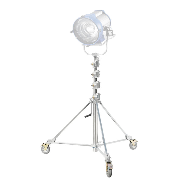 560cm Heavy-Duty Geared wind-Up Stand with HMI light mounted to it  (not included)