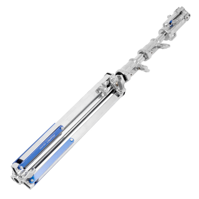 PiXAPRO 322cm Stainless-Steel Dual-Riser combo Stand with Levelling Leg Collapsed