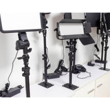Multiple PiXAPRO Ceiling-Wall Mounted Stands being used to mount various LED panels