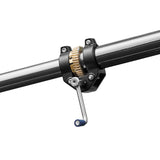Close-up of one of the PiXAPRO 216-370cm Heavy-Duty Geared Junior Boom Crane Arm's geared rotation crank handle