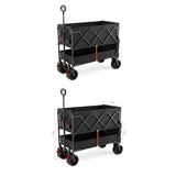 PiXAPRO Foldable Trolley Cart shown in two views on a white background, with red accents and red dimension lines indicating measurements.