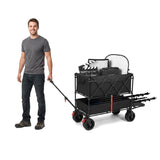 Foldable Trolley Cart with Double Tray and Side Bag