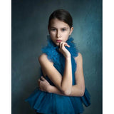 Young girl wearing a blue dress against a 1.5x2.1m Texture Colour Spray Hand-Painted Canvas Photography Backdrop From Kate Backdrops