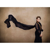 Woman in a black dress with a flowing fabric against a 2x3 Abstract Brown Beige Little Green Colour Studio Microfibre Photography Backdrop By Kate Backdrops