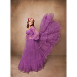 A Woman in a flowing purple dress with a floral headband against a 2x3 Abstract Brown Beige Little Green Colour Studio Microfibre Photography Backdrop By Kate Backdrops
