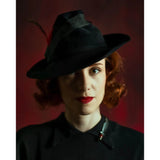 Person wearing a black hat against a  2x3 Dark Red Wine Colour Abstract Weave Pattern Texture Studio Photography Background from Kate Backdrops