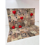 Valentine's Day Newspaper Love Hearts Backdrop 