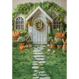 Easter House Bunny Garden Carrots Backdrop
