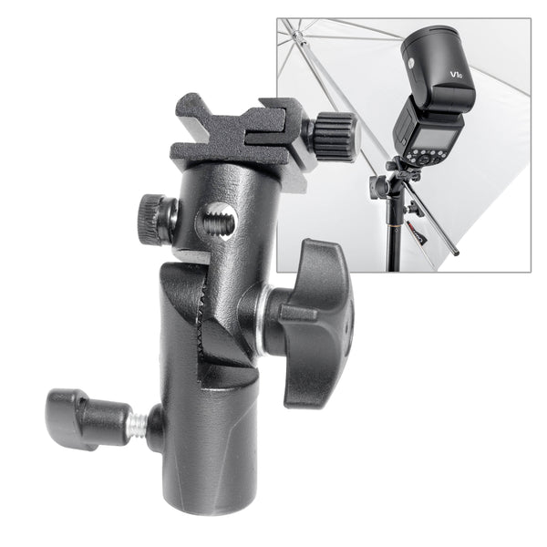 Tiltable Swivel Umbrella Adapter Bracket/ Tilthead with Hotshoe Attachment