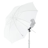 PiXAPRO Tilt Umbrella Bracket with Umbrella and Speedlite mounted to it