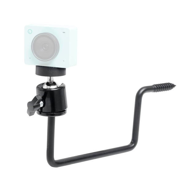 PIXAPRO SCREW-IN CAMERA MOUNT BRACKET WITH MINI BALL HEAD WITH A WEBCAM MOUNTED TO IT