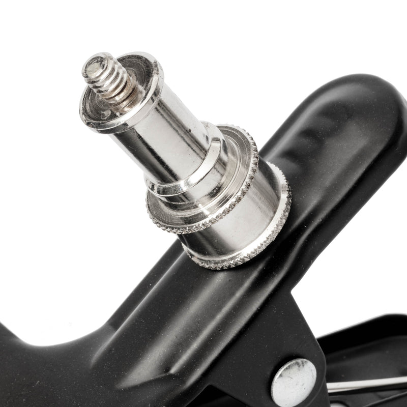 Spring Clip with Spigot (1/4” Thread) - Close-up of 5/8-inch stud