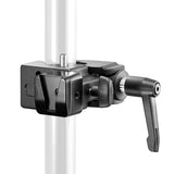 Godox LSA-03 Nano Clamp and LSA-19 V-Lock battery Mount Adapter clamped to a pole