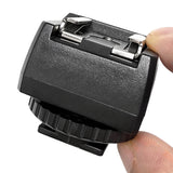 A person holding a PiXAPRO Universal PC Sync Adapter,  Its back view