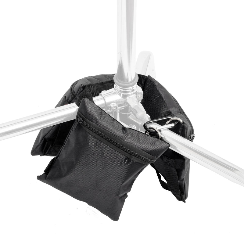 PiXAPRO Three-Way Sand Bag placed over the legs of a C-stand