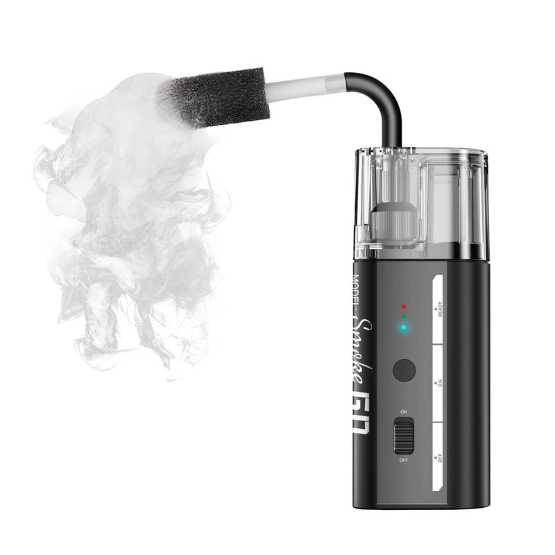 LensGo Smoke Go Compact Portable Fog Machine with smoke coming out of it