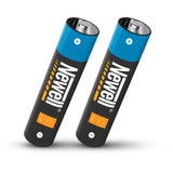 Two Newell USB-C Rechargeable AA batteries on a white background