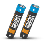 Two Newell USB-C Rechargeable AAA batteries on a white background