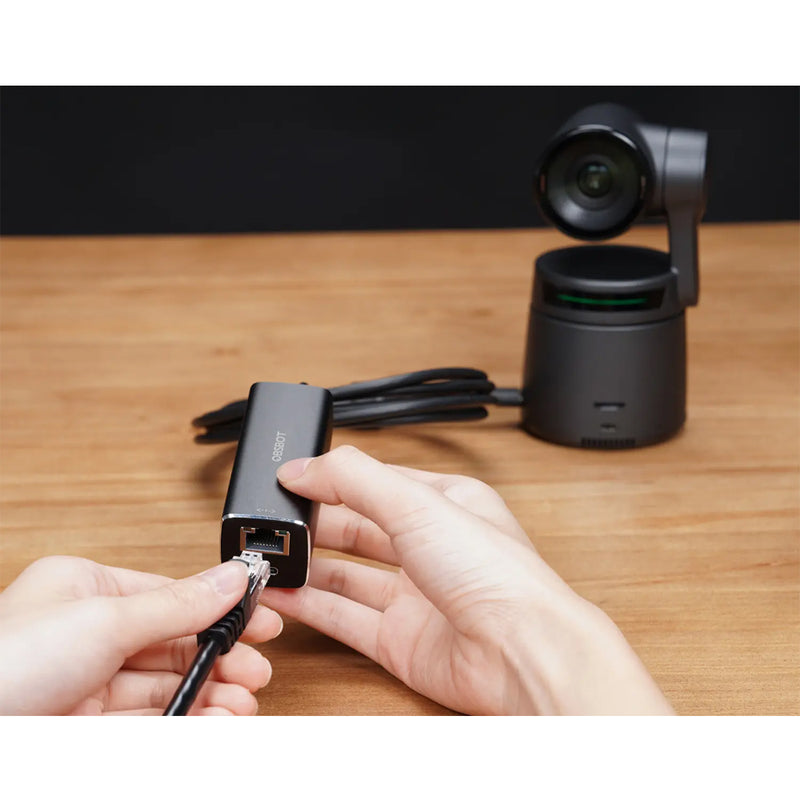 USB-C to Ethernet Adapter Cable (OEB-2201-CT) Being Attached to Tail Air Camera