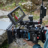 OSEE T7 7" 3000nits HDMI On-Camera Monitor Mounted on camera on location during use