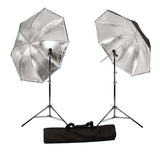 36" Black/Silver Twin Brolly Kit with Single HotShoe Speedlite Adapter