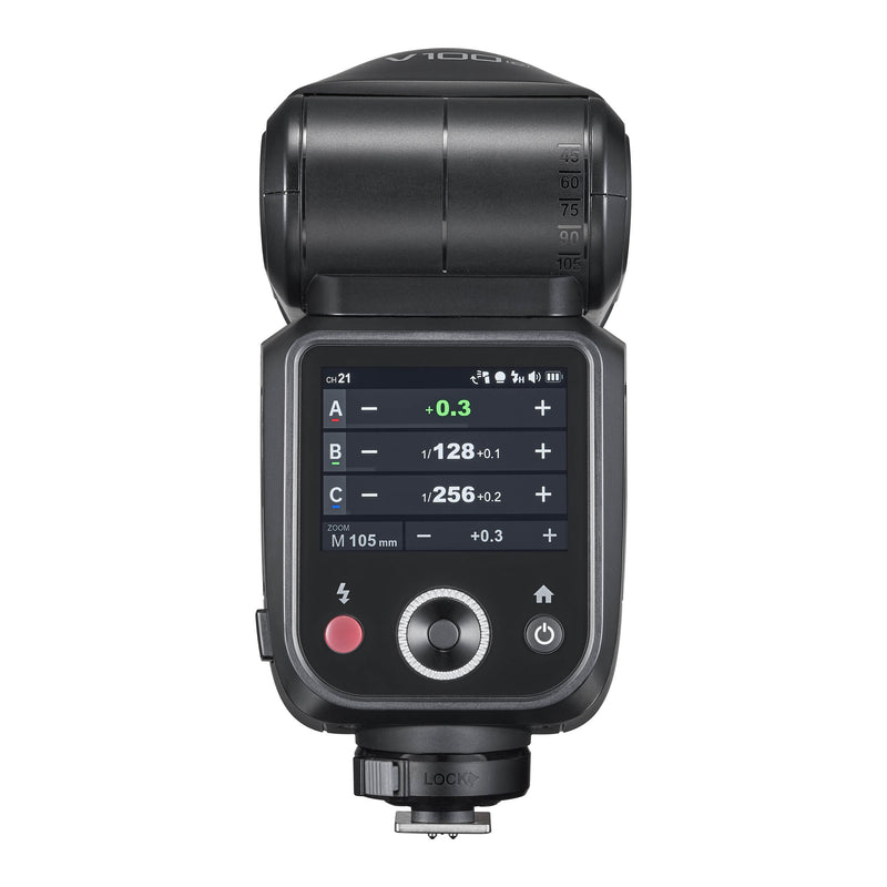 Godox V100 100Ws Round-Head Speedlite Flash Rear View with Controls