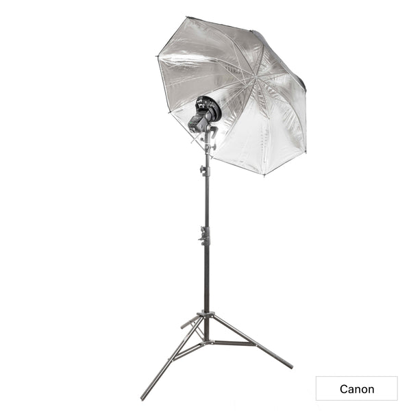 Godox V480 Speedlite Single Flash Photography Lighting Kit with Black/Silver Umbrella Canon